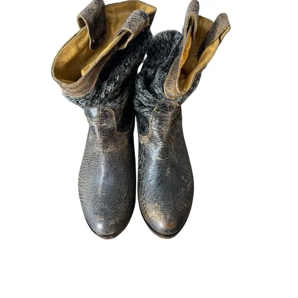 Bed Stu Bruges Distressed Knit Wedge Leather Bootie 6.5 - Picture 5 of 12